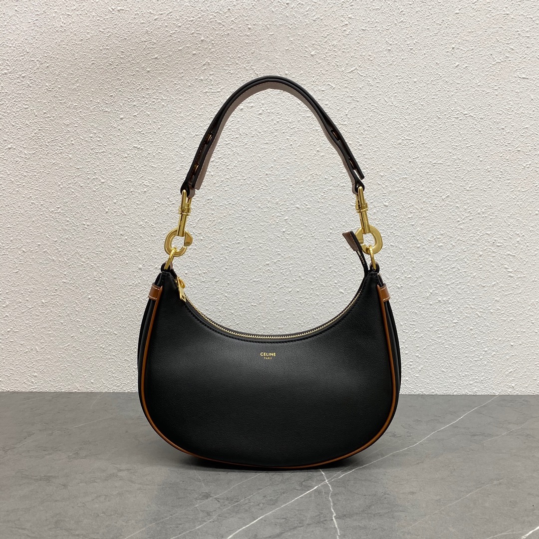 Celine Medium Ava Strap Bag In Smooth Calfskin Shoulder Bag Black/Tan 196923